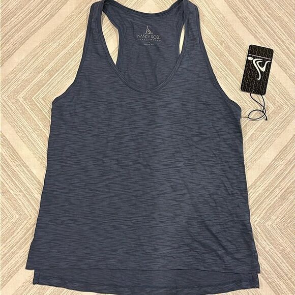 Nancy Rose Performance Racerback Loose Fit Blue/Grey Restorative Tank Top - Picture 1 of 7